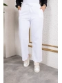 Beli Lastikli Kanvas Pantolon - Beyaz / A0104