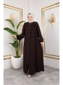 Robalı Medine İpeği Kumaş Rahat/Salaş Kesim Ferace - Acı Kahve / F142