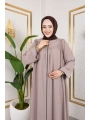 Robalı Medine İpeği Kumaş Rahat/Salaş Kesim Ferace - Bej / F142