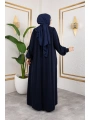 Robalı Medine İpeği Kumaş Rahat/Salaş Kesim Ferace - Lacivert / F142