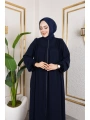 Robalı Medine İpeği Kumaş Rahat/Salaş Kesim Ferace - Lacivert / F142