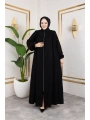 Robalı Medine İpeği Kumaş Rahat/Salaş Kesim Ferace - Siyah / F142