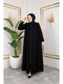 Robalı Medine İpeği Kumaş Rahat/Salaş Kesim Ferace - Siyah / F142