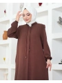 Salaş Kesim Aerobin Kumaş Ferace / Kahverengi - F137