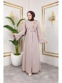 Sol Tarafı İnci Detaylı Ferace - Bej / F0140