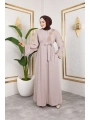 Sol Tarafı İnci Detaylı Ferace - Bej / F0140