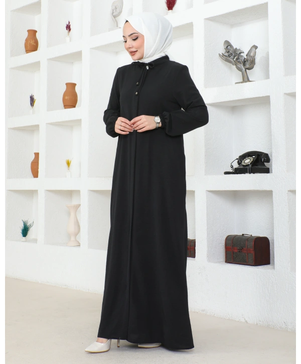 Salaş Kesim Aerobin Kumaş Ferace / Siyah - F137