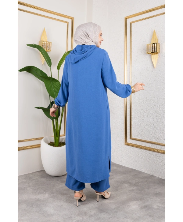 Aerobin Kumaş Uzun İkili Takım - Mavi / T0110