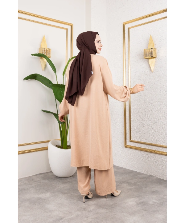 Ayrobin Kumaş İnci Detaylı Takım / T112 - Vizon