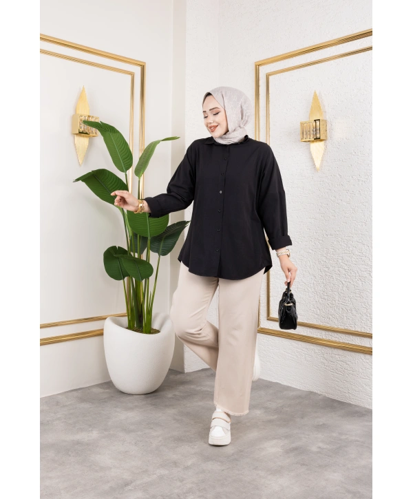 Beli Lastikli Kanvas Pantolon - Bej / A0104