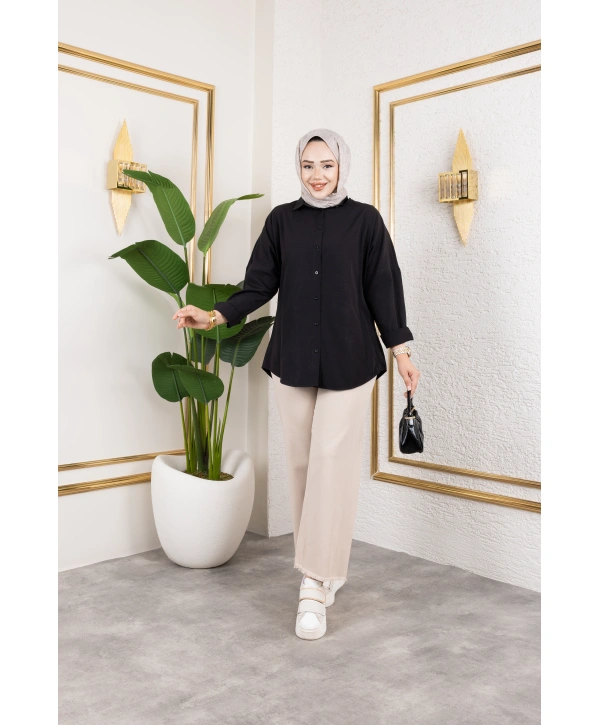 Beli Lastikli Kanvas Pantolon - Bej / A0104