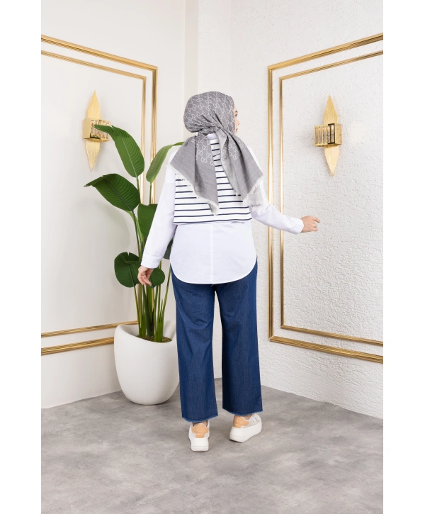 Beli Lastikli Keten Pantolon - Lacivert / A0104