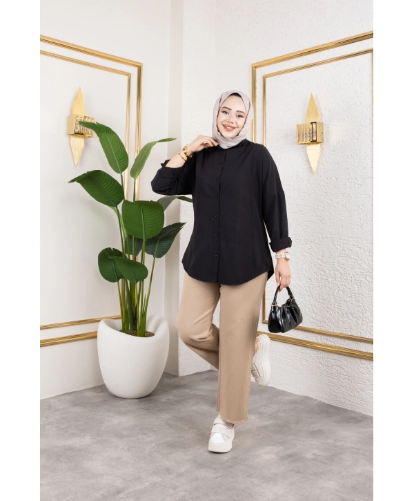 Beli Lastikli Kanvas Pantolon - Vizon / A0104