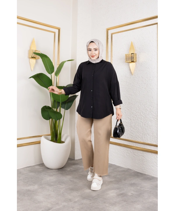 Beli Lastikli Kanvas Pantolon - Vizon / A0104