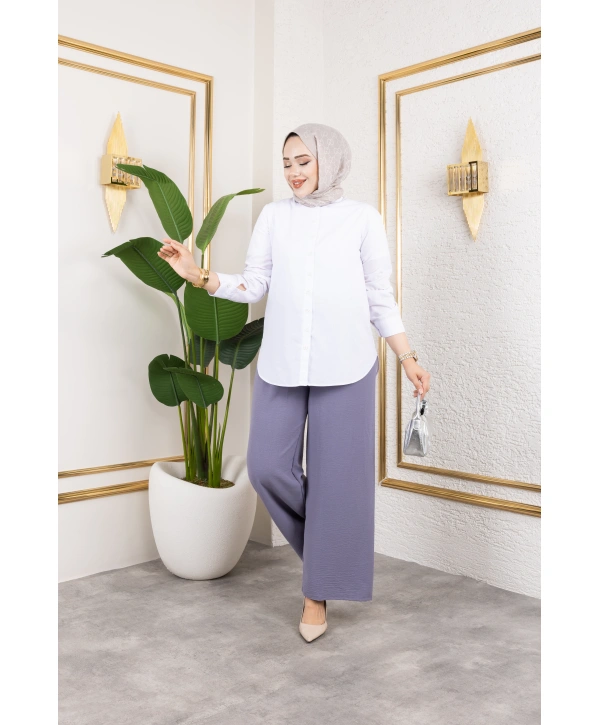 Beli Lastikli Salaş Ayrobin Pantolon - Gri / A0103