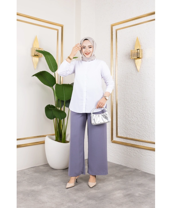 Beli Lastikli Salaş Ayrobin Pantolon - Gri / A0103