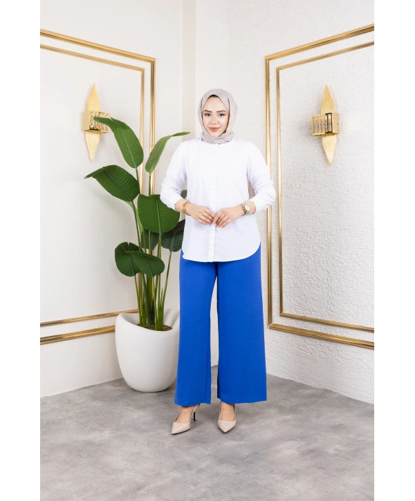 Beli Lastikli Salaş Ayrobin Pantolon - Mavi / A0103