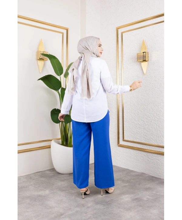 Beli Lastikli Salaş Ayrobin Pantolon - Mavi / A0103