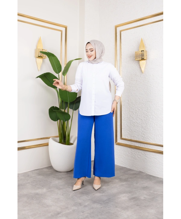 Beli Lastikli Salaş Ayrobin Pantolon - Mavi / A0103