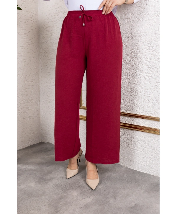 Beli Lastikli Salaş Ayrobin Pantolon - Vişne Çürüğü / A0103