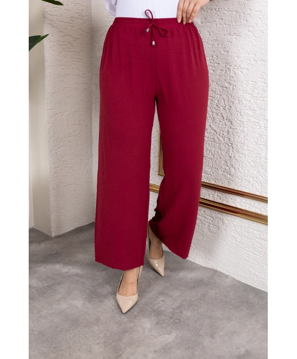 Beli Lastikli Salaş Ayrobin Pantolon - Vişne Çürüğü / A0103
