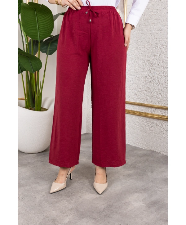 Beli Lastikli Salaş Ayrobin Pantolon - Vişne Çürüğü / A0103