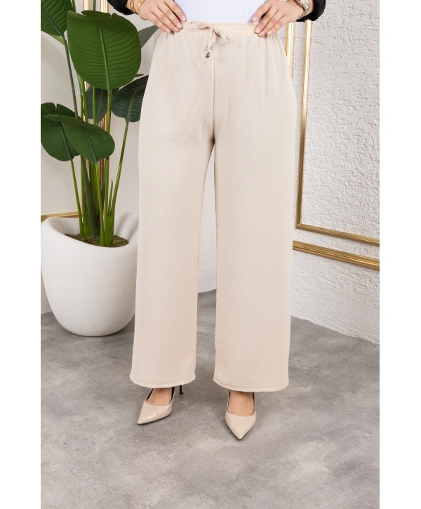 Beli Lastikli Salaş Ayrobin Pantolon - Vizon / A0103