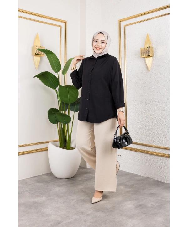 Beli Lastikli Salaş Ayrobin Pantolon - Vizon / A0103