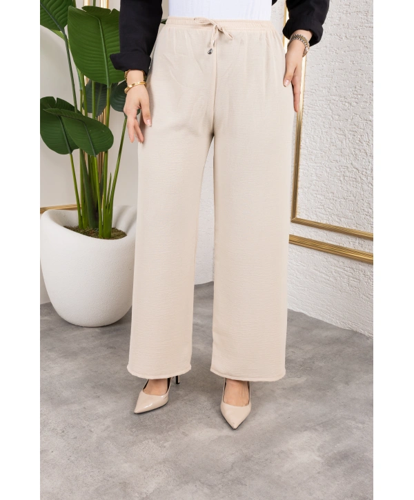 Beli Lastikli Salaş Ayrobin Pantolon - Vizon / A0103