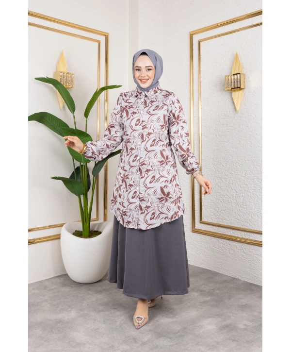 Etekli İkili Takım - Kahverengi / T0106