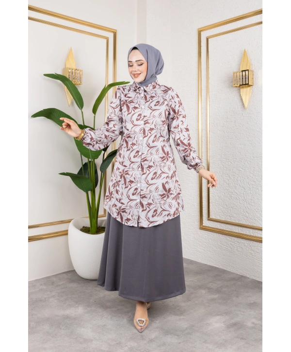 Etekli İkili Takım - Kahverengi / T0106