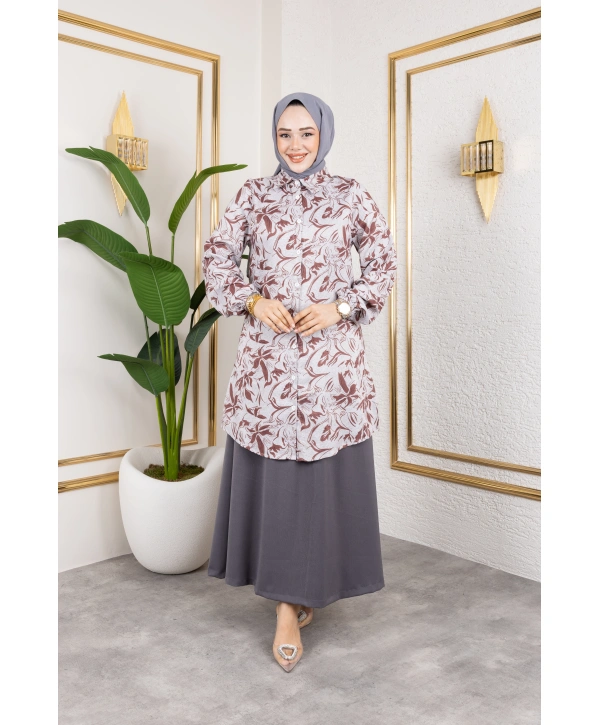 Etekli İkili Takım - Kahverengi / T0106