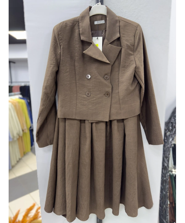 Etekli İkili Takım - Kahverengi / T0111