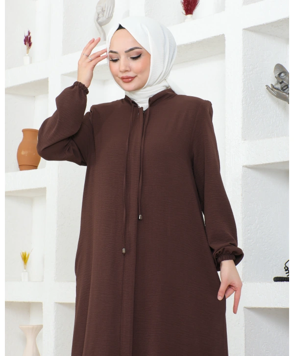 Salaş Kesim Aerobin Kumaş Ferace / Acı Kahve - F137