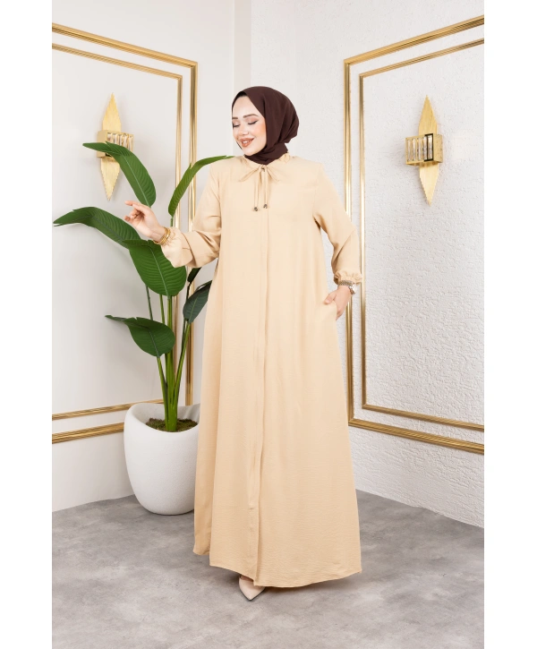 Salaş Kesim Aerobin Kumaş Ferace / Bej - F137