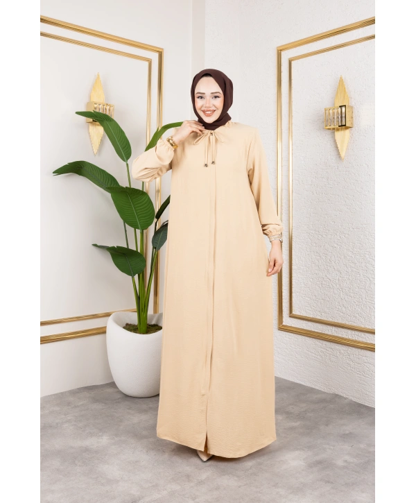 Salaş Kesim Aerobin Kumaş Ferace / Bej - F137