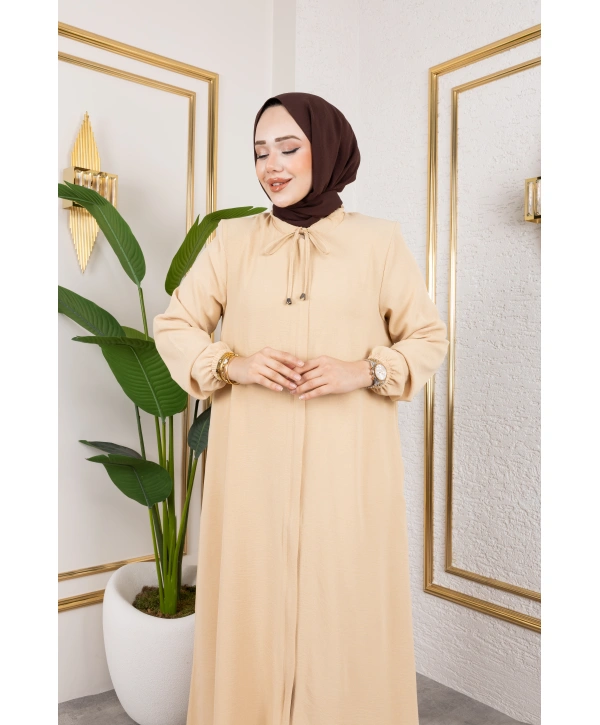 Salaş Kesim Aerobin Kumaş Ferace / Bej - F137