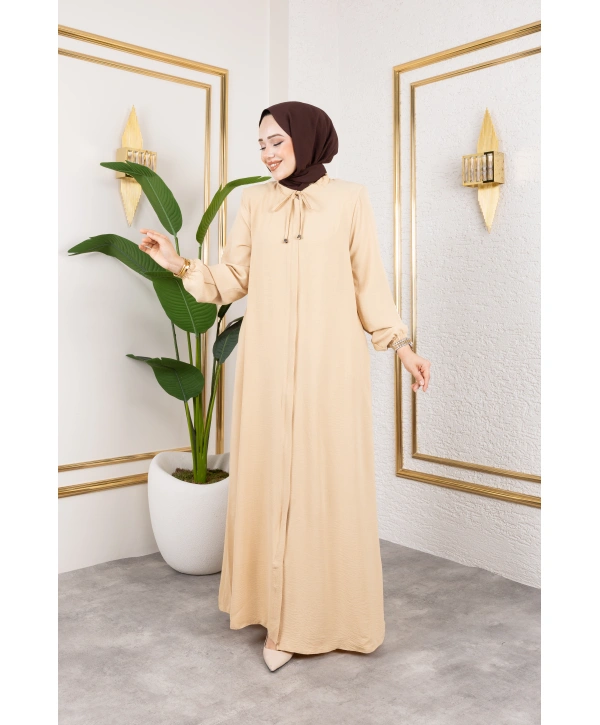 Salaş Kesim Aerobin Kumaş Ferace / Bej - F137