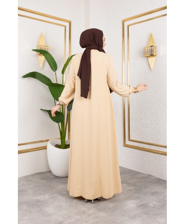 Salaş Kesim Aerobin Kumaş Ferace / Bej - F137