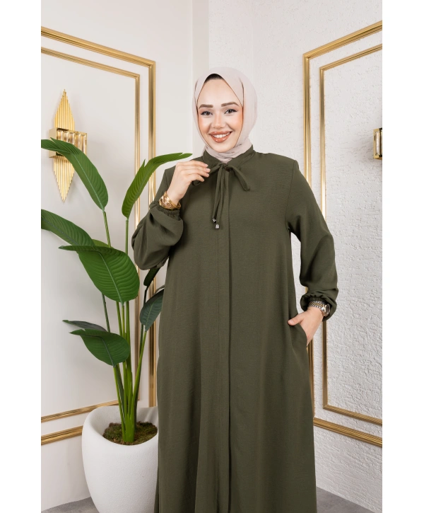 Salaş Kesim Aerobin Kumaş Ferace / Haki - F137