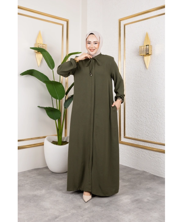 Salaş Kesim Aerobin Kumaş Ferace / Haki - F137