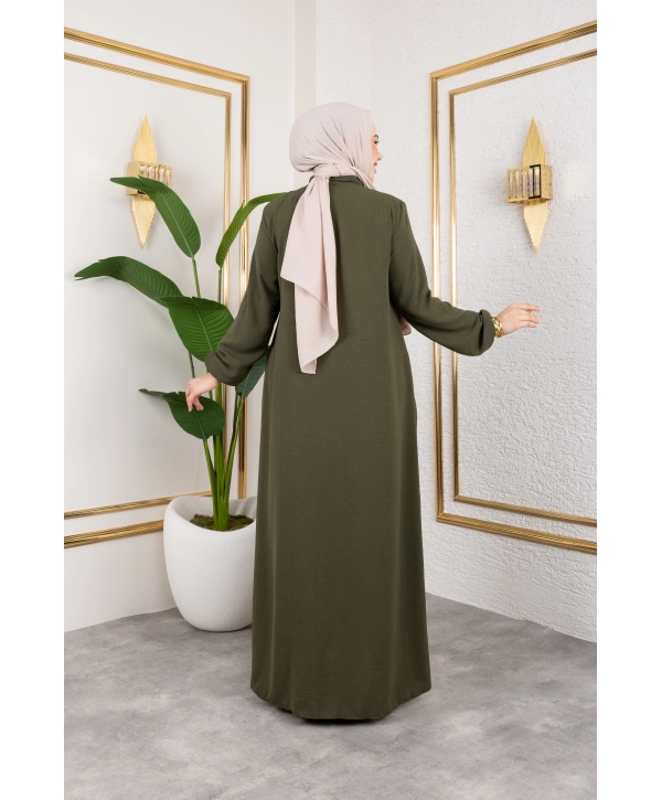 Salaş Kesim Aerobin Kumaş Ferace / Haki - F137