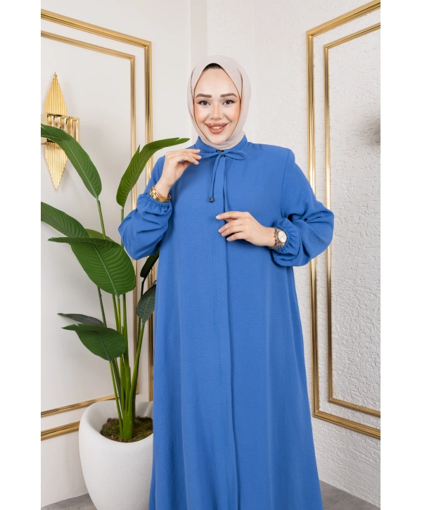 Salaş Kesim Aerobin Kumaş Ferace / Mavi - F137