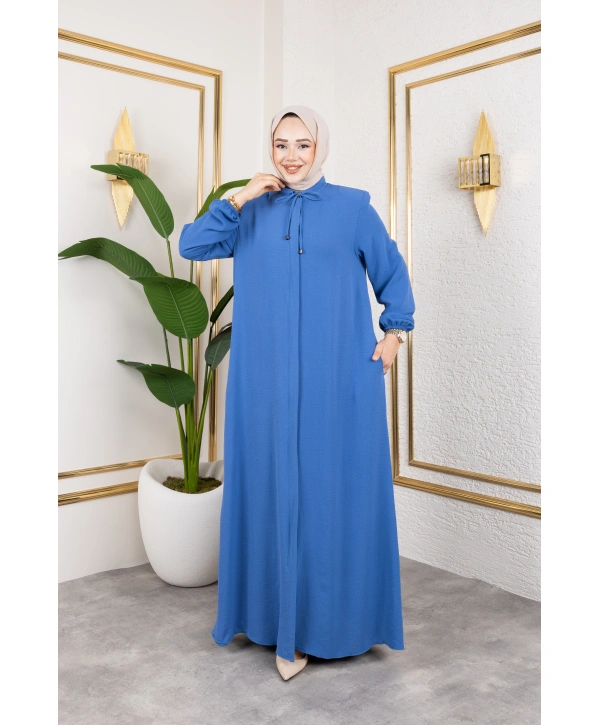 Salaş Kesim Aerobin Kumaş Ferace / Mavi - F137