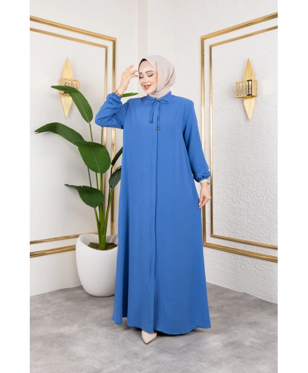 Salaş Kesim Aerobin Kumaş Ferace / Mavi - F137