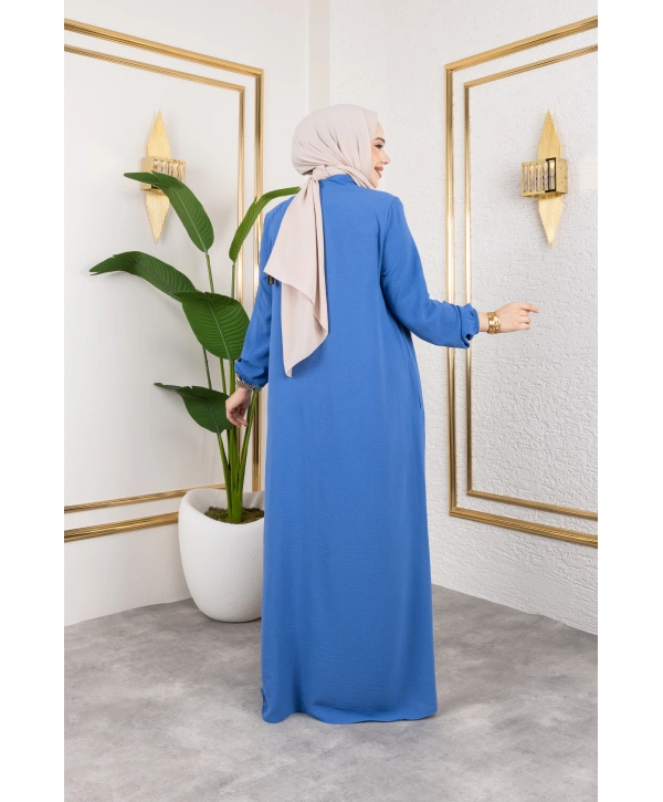 Salaş Kesim Aerobin Kumaş Ferace / Mavi - F137