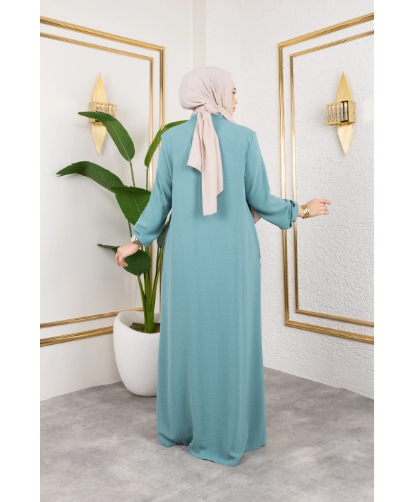 Salaş Kesim Aerobin Kumaş Ferace / Su Yeşili - F137