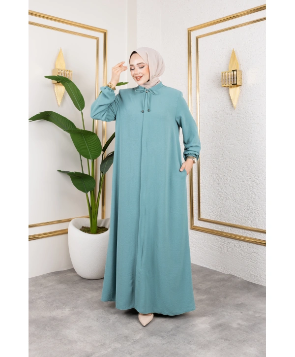 Salaş Kesim Aerobin Kumaş Ferace / Su Yeşili - F137