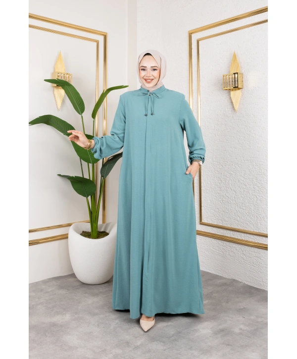 Salaş Kesim Aerobin Kumaş Ferace / Su Yeşili - F137