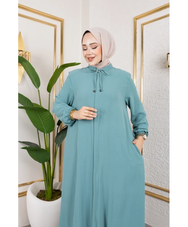 Salaş Kesim Aerobin Kumaş Ferace / Su Yeşili - F137